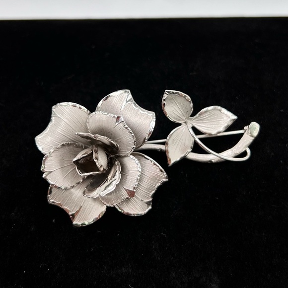 Vintage Bond Boyd Sterling Rose Brooch - Picture 2 of 4